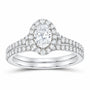 14K White Gold 1 CTW Lab-Grown Diamond Oval Single Halo Bridal Ring Set — SKU 11637