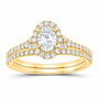 14K Yellow Gold 1 CTW Lab-Grown Diamond Oval Single Halo Bridal Ring Set — SKU 11638