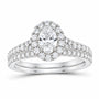 14K White Gold 1 CTW Lab-Grown Diamond Oval Single Halo Bridal Ring Set — SKU 11643