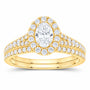 14K Yellow Gold 1 CTW Lab-Grown Diamond Oval Single Halo Bridal Ring Set — SKU 11644
