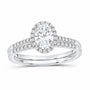 14K White Gold 1 CTW Lab-Grown Diamond Oval Single Halo Bridal Ring Set — SKU 11645