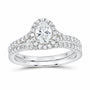 14K White Gold 1 CTW Lab-Grown Diamond Oval Single Halo Bridal Ring Set — SKU 11646
