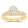 14K Yellow Gold 1 CTW Lab-Grown Diamond Oval Single Halo Bridal Ring Set — SKU 11647