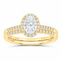 14K Yellow Gold 1 CTW Lab-Grown Diamond Oval Single Halo Bridal Ring Set — SKU 11648