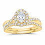 14K Yellow Gold 1 CTW Lab-Grown Diamond Oval Single Halo Bridal Ring Set — SKU 11650