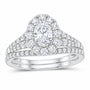 14K White Gold 1 1/2 CTW Lab-Grown Diamond Oval Single Halo Bridal Ring Set — SKU 11652