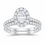 14K White Gold 1 1/2 CTW Lab-Grown Diamond Oval Single Halo Bridal Ring Set — SKU 11655