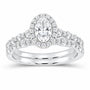 14K White Gold 1 1/4 CTW Lab-Grown Diamond Oval Single Halo Bridal Ring Set — SKU 11660