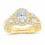 14K Yellow Gold 1 1/2 CTW Lab-Grown Diamond Oval Single Halo Bridal Ring Set — SKU 11665