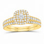 14K Yellow Gold 7/8 CTW Lab-Grown Diamond Round Cushion Halo Bridal Ring Set — SKU 11668