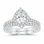 14K White Gold 1 1/2 CTW Lab-Grown Diamond Oval Single Halo Bridal Ring Set — SKU 11670