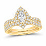 14K Yellow Gold 1 1/4 CTW Lab-Grown Diamond Marquise Halo Bridal Ring Set — SKU 11671