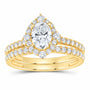 14K Yellow Gold 1 1/2 CTW Lab-Grown Diamond Oval Single Halo Bridal Ring Set — SKU 11672