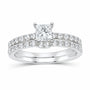14K White Gold 1 CTW Lab-Grown Diamond Princess Bridal Ring Set — SKU 11673