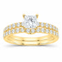 14K Yellow Gold 1 CTW Lab-Grown Diamond Princess Bridal Ring Set — SKU 11675