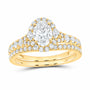 14K Yellow Gold 1 1/2 CTW Lab-Grown Diamond Oval Single Halo Bridal Ring Set — SKU 11690