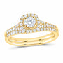 14K Yellow Gold 1/2 CTW Lab-Grown Diamond Round Cushion Halo Bridal Ring Set — SKU 11694