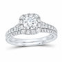 14K White Gold 1 CTW Lab-Grown Diamond Round Cushion Single Halo Bridal Ring Set — SKU 11705