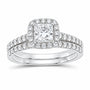 14K White Gold 1 1/3 CTW Lab-Grown Diamond Princess Bridal Ring Set — SKU 11720