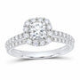 14K White Gold 1 CTW Lab-Grown Diamond Round Cushion Single Halo Bridal Ring Set — SKU 11719