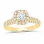 14K Yellow Gold 1 CTW Lab-Grown Diamond Round Cushion Single Halo Bridal Ring Set — SKU 11722