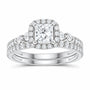 14K White Gold 1 1/3 CTW Lab-Grown Diamond Princess Halo Bridal Ring Set — SKU 11723