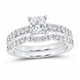 14K White Gold 1 1/4 CTW Lab-Grown Diamond Princess Bridal Ring Set — SKU 11727