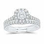 14K White Gold 1 1/4 CTW Lab-Grown Diamond Round Cushion Halo Bridal Ring Set — SKU 11738