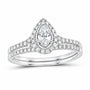 14K White Gold 1/2 CTW Lab-Grown Diamond Pear Single Halo Bridal Ring Set — SKU 11762