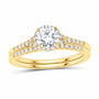 14K Yellow Gold 1 CTW Lab-Grown Diamond Round Single Halo Bridal Ring Set — SKU 11764