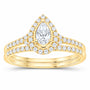 14K Yellow Gold 1/2 CTW Lab-Grown Diamond Pear Single Halo Bridal Ring Set — SKU 11763