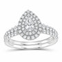 14K White Gold 7/8 CTW Lab-Grown Diamond Pear Double Halo Bridal Ring Set — SKU 11765