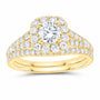 14K Yellow Gold 1 1/2 CTW Lab-Grown Diamond Round Cushion Halo Bridal Ring Set — SKU 11772