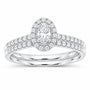 14K White Gold 1/2 CTW Lab-Grown Diamond Oval Single Halo Bridal Ring Set — SKU 11785