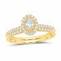 14K Yellow Gold 1/2 CTW Lab-Grown Diamond Oval Single Halo Bridal Ring Set — SKU 11786