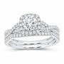 14K White Gold 1 1/4 CTW Lab-Grown Diamond Round Cushion Halo Bridal Ring Set — SKU 11788