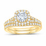 14K Yellow Gold 1 3/8 CTW Lab-Grown Diamond Round Cushion Halo Bridal Ring Set — SKU 11795