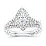 14K White Gold 1 3/8 CTW Lab-Grown Diamond Marquise Halo Bridal Ring Set — SKU 11813