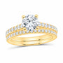 14K Yellow Gold 1 1/4 CTW Lab-Grown Diamond Round Bridal Ring Set — SKU 11910