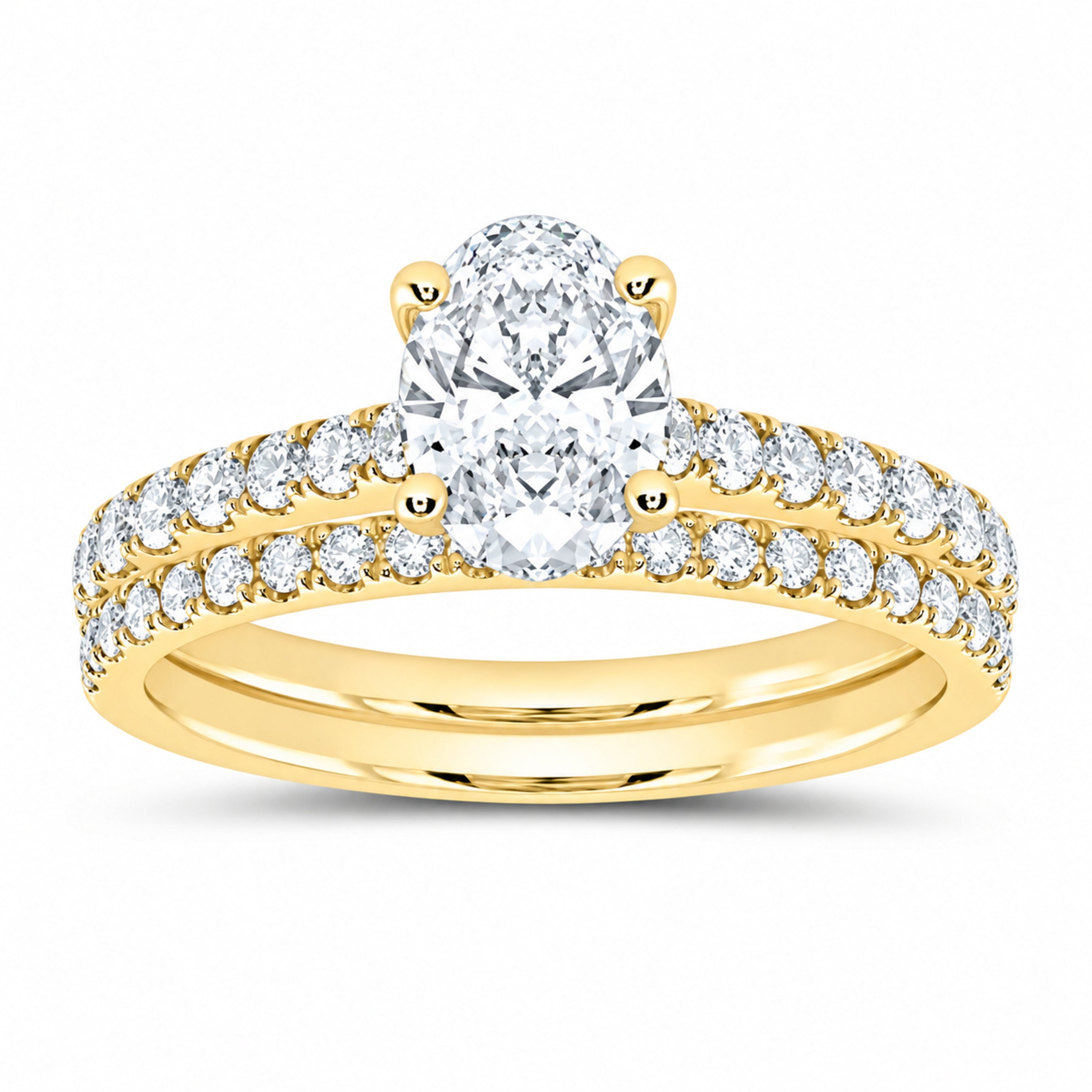 14K Yellow Gold 1 1/4 CTW Lab-Grown Diamond Oval Bridal Ring Set — SKU 11928