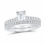 14K White Gold 1 1/4 CTW Lab-Grown Diamond Emerald Bridal Ring Set — SKU 11983