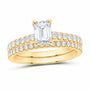 14K Yellow Gold 1 1/4 CTW Lab-Grown Diamond Emerald Bridal Ring Set — SKU 11985