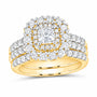 14K Yellow Gold 1 7/8 CTW Lab-Grown Diamond Cushion Halo Bridal Ring Set — SKU 14225