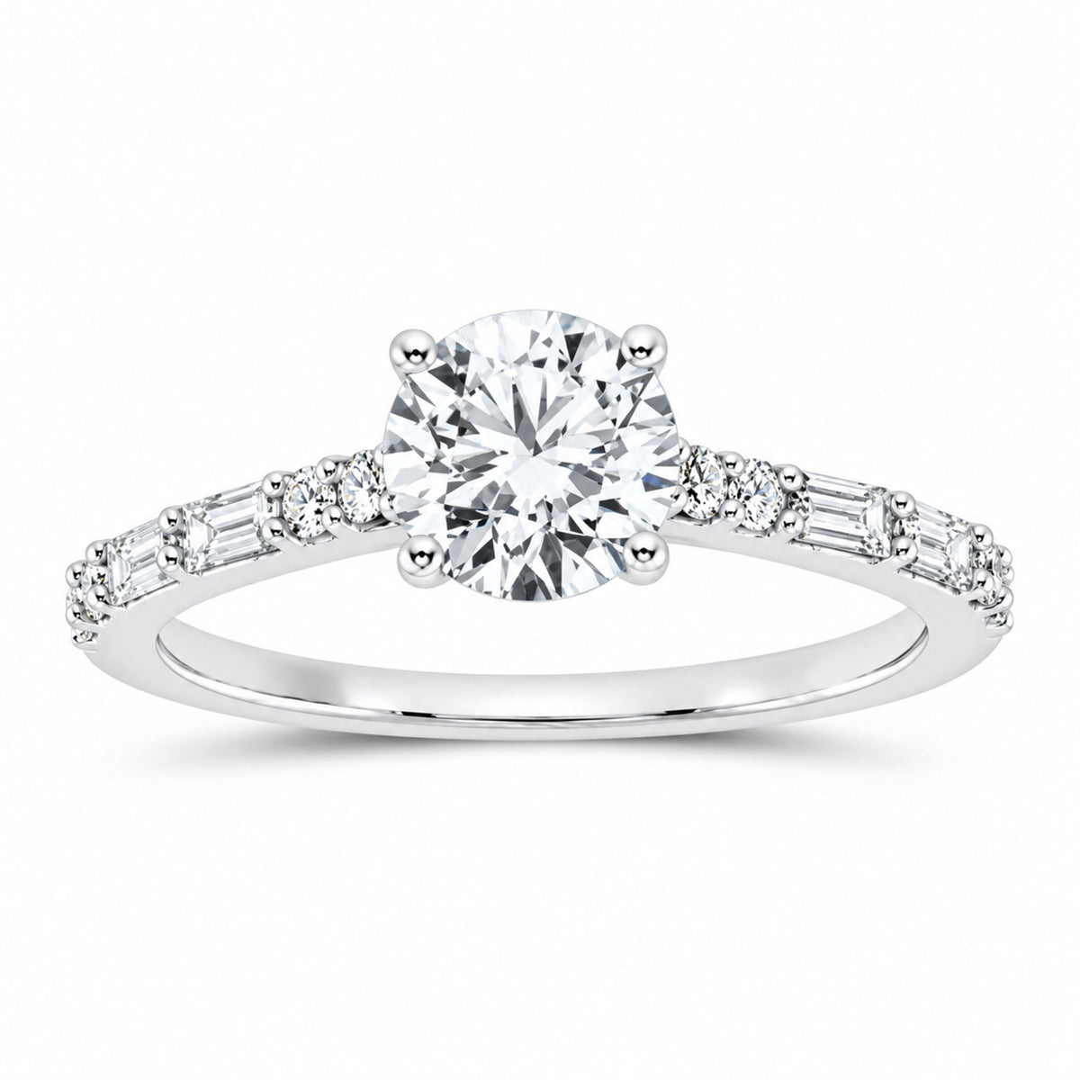 14K White Gold 1 1/3 CTW Lab-Grown Diamond Round Engagement Ring — SKU 10364