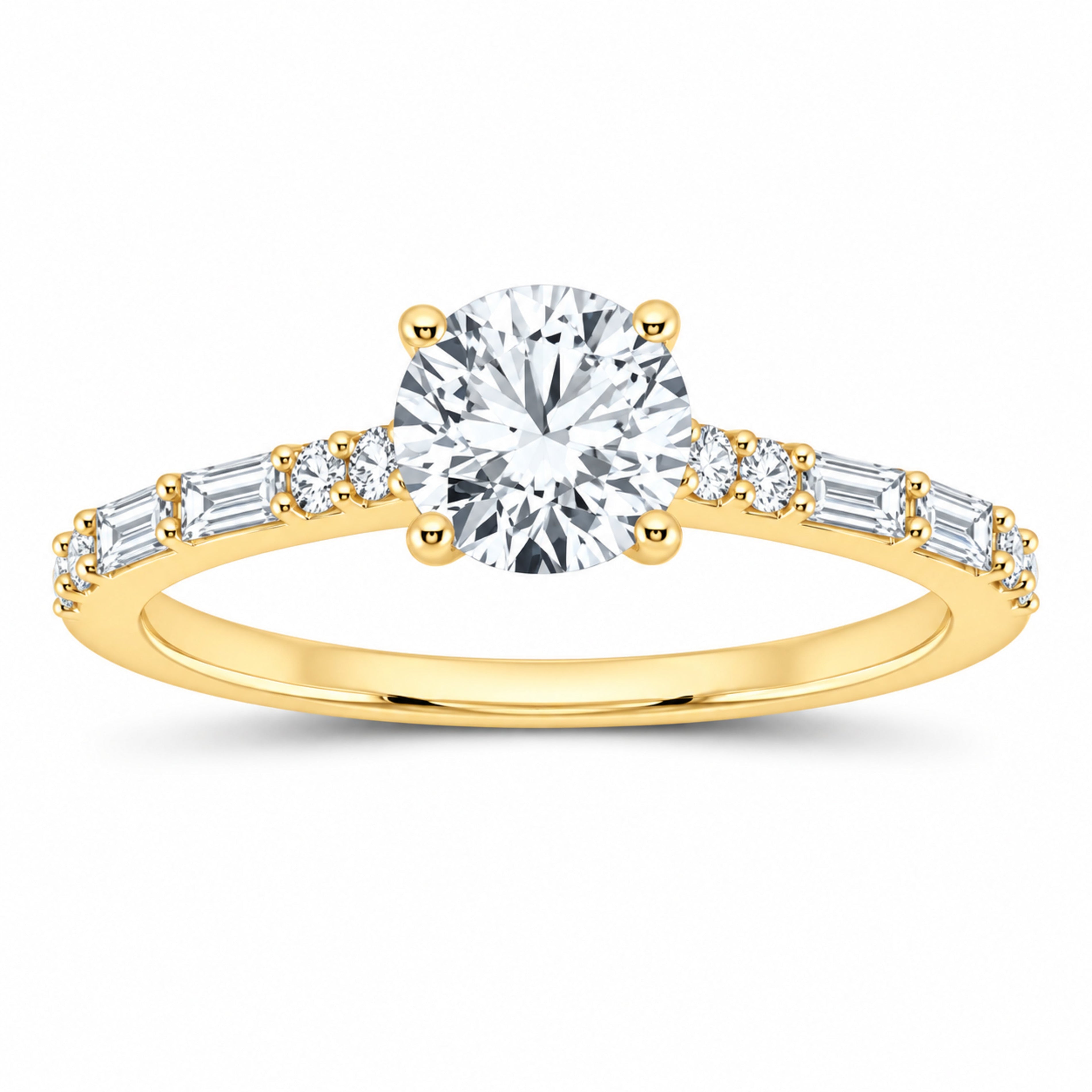 14K Yellow Gold 1 1/3 CTW Lab-Grown Diamond Round Engagement Ring — SKU 10368