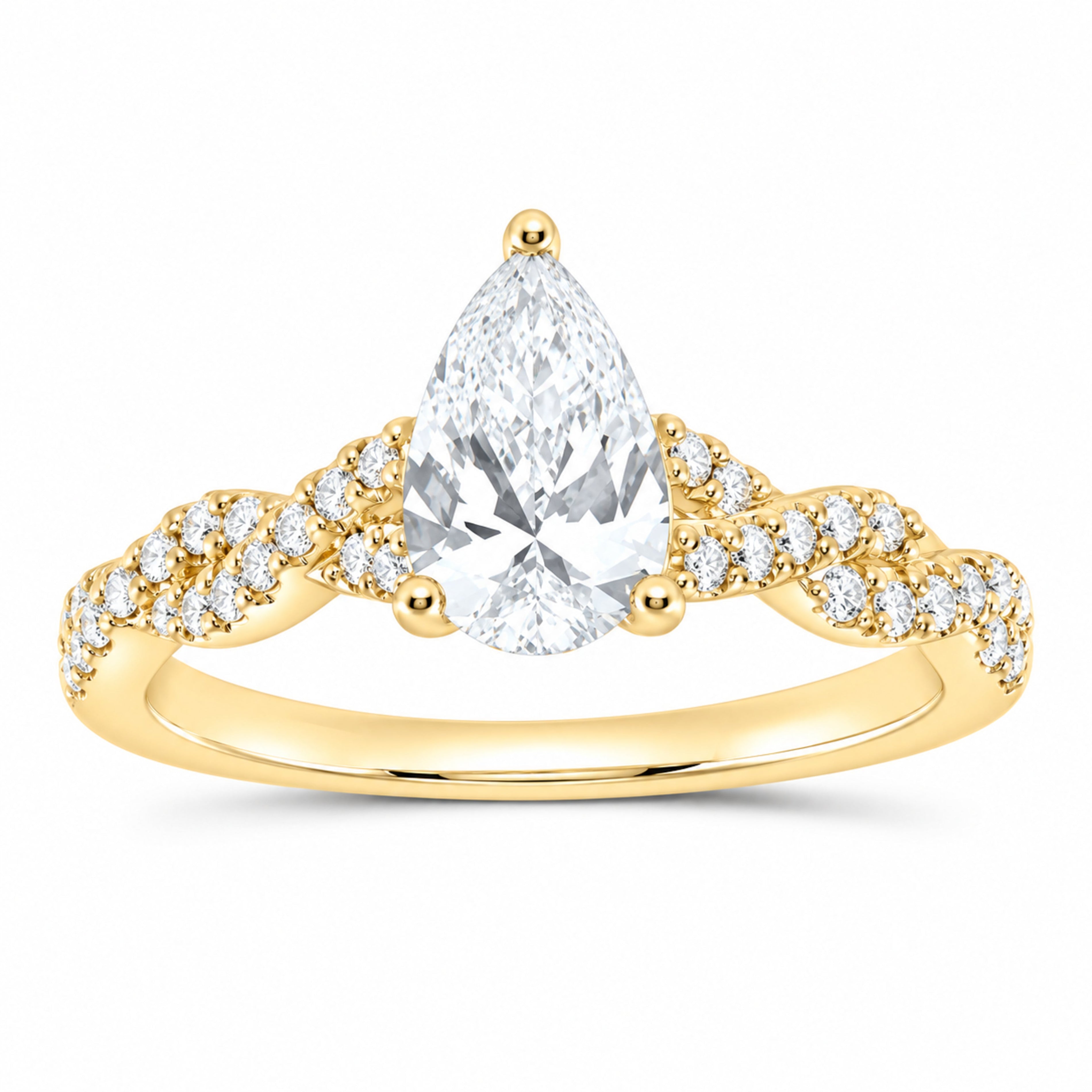 14K Yellow Gold 1 1/3 CTW Lab-Grown Diamond Pear Engagement Ring — SKU 11412
