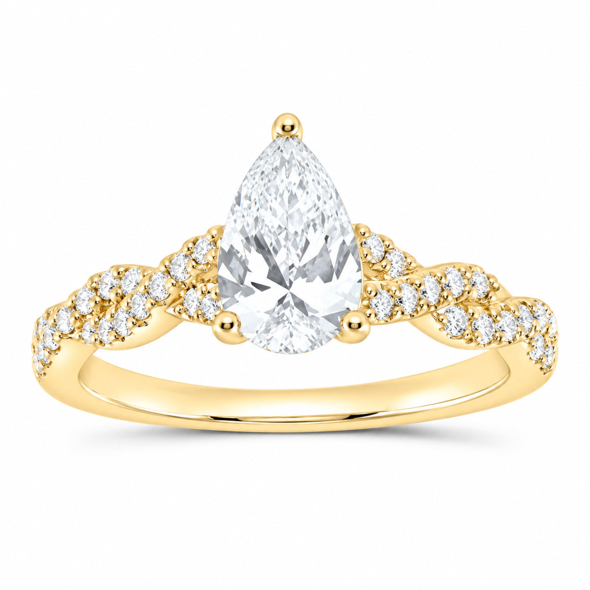14K Yellow Gold 1 1/3 CTW Lab-Grown Diamond Pear Engagement Ring — SKU 11412