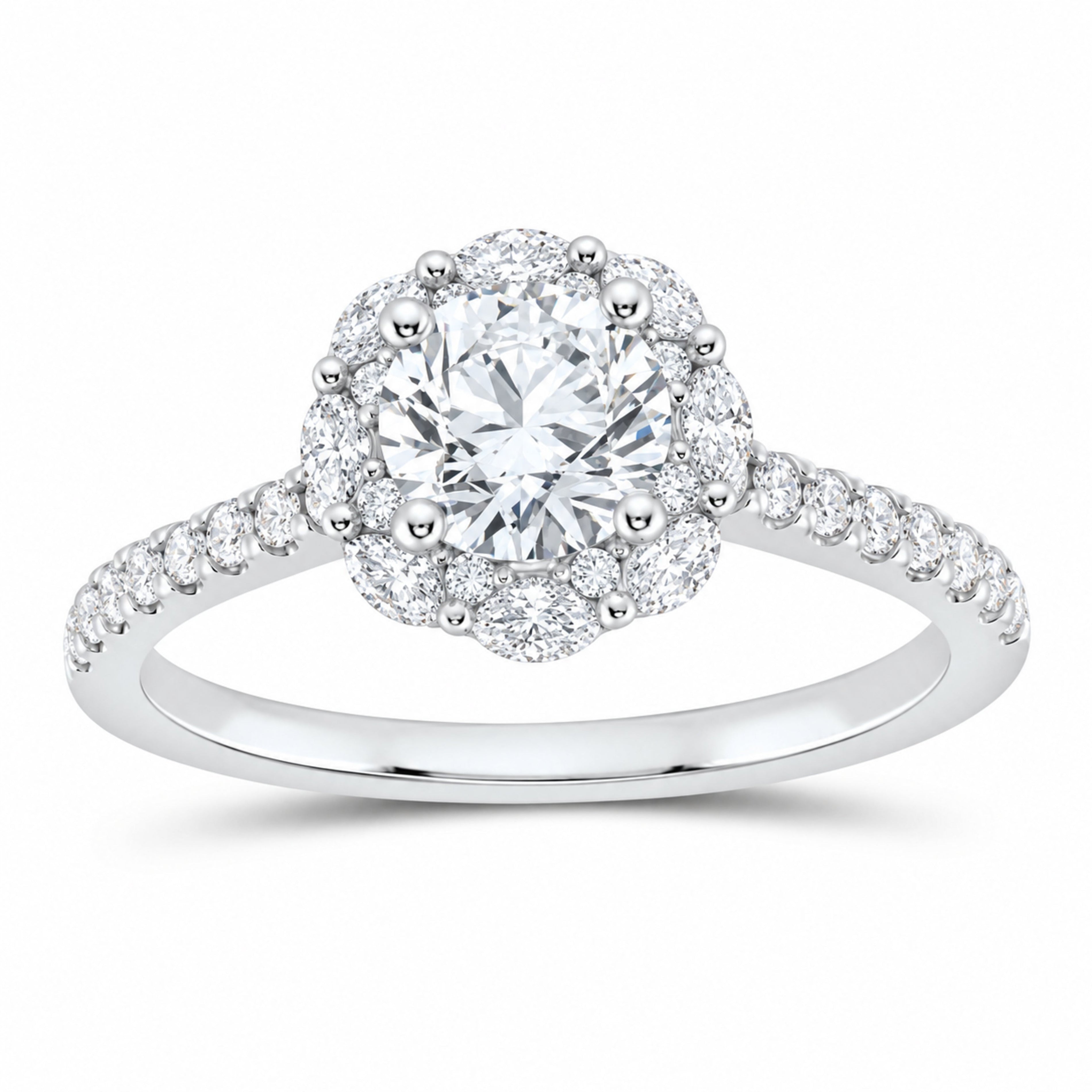 14K White Gold 1 1/2 CTW Lab-Grown Diamond Round Engagement Ring — SKU 11435