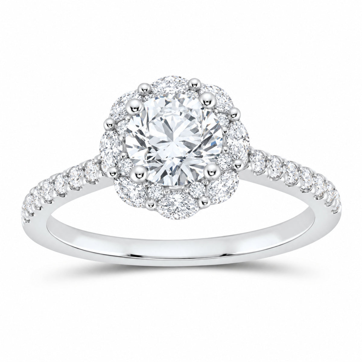 14K White Gold 1 1/2 CTW Lab-Grown Diamond Round Engagement Ring — SKU 11435