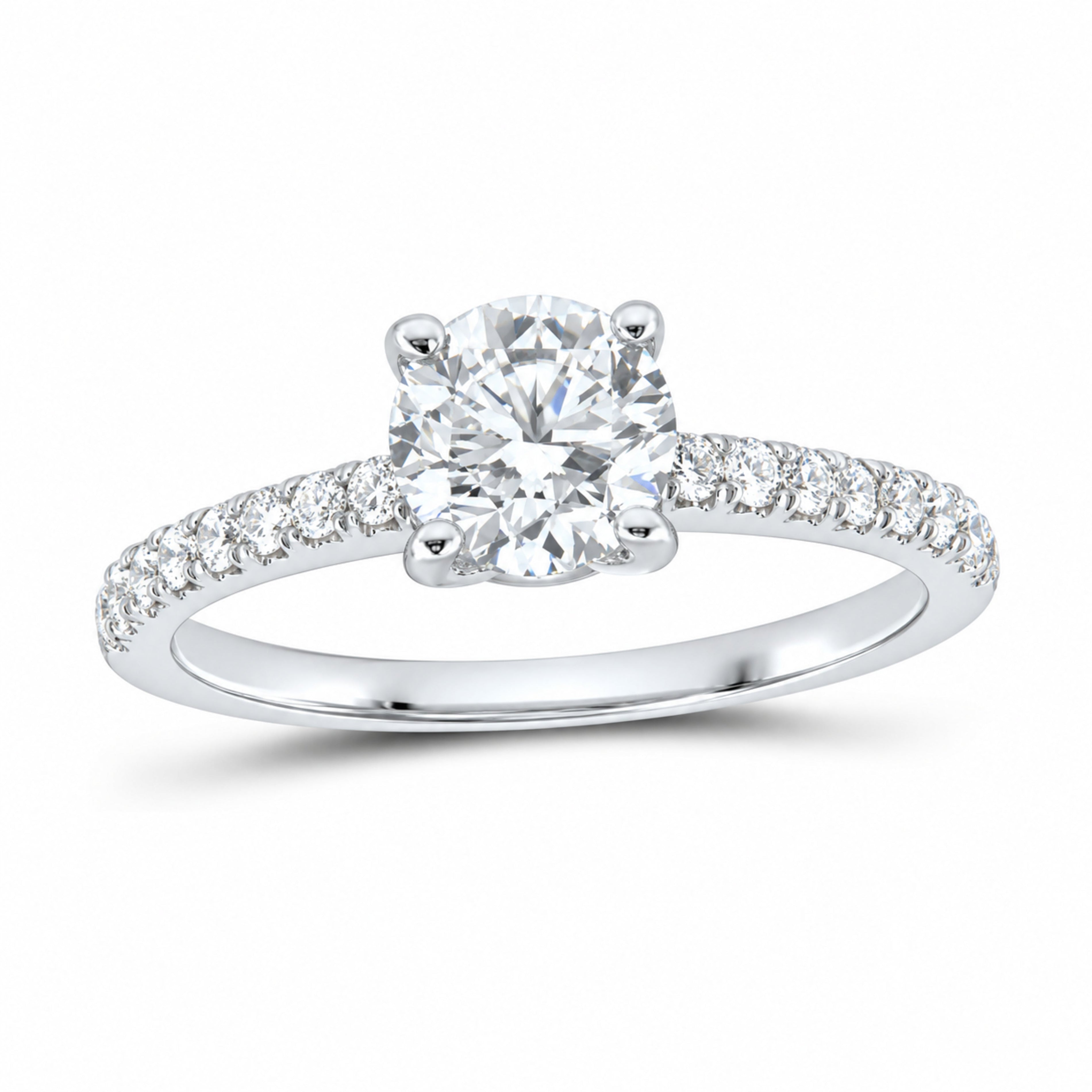 14K White Gold 1 1/3 CTW Lab-Grown Diamond Round Engagement Ring — SKU 11439